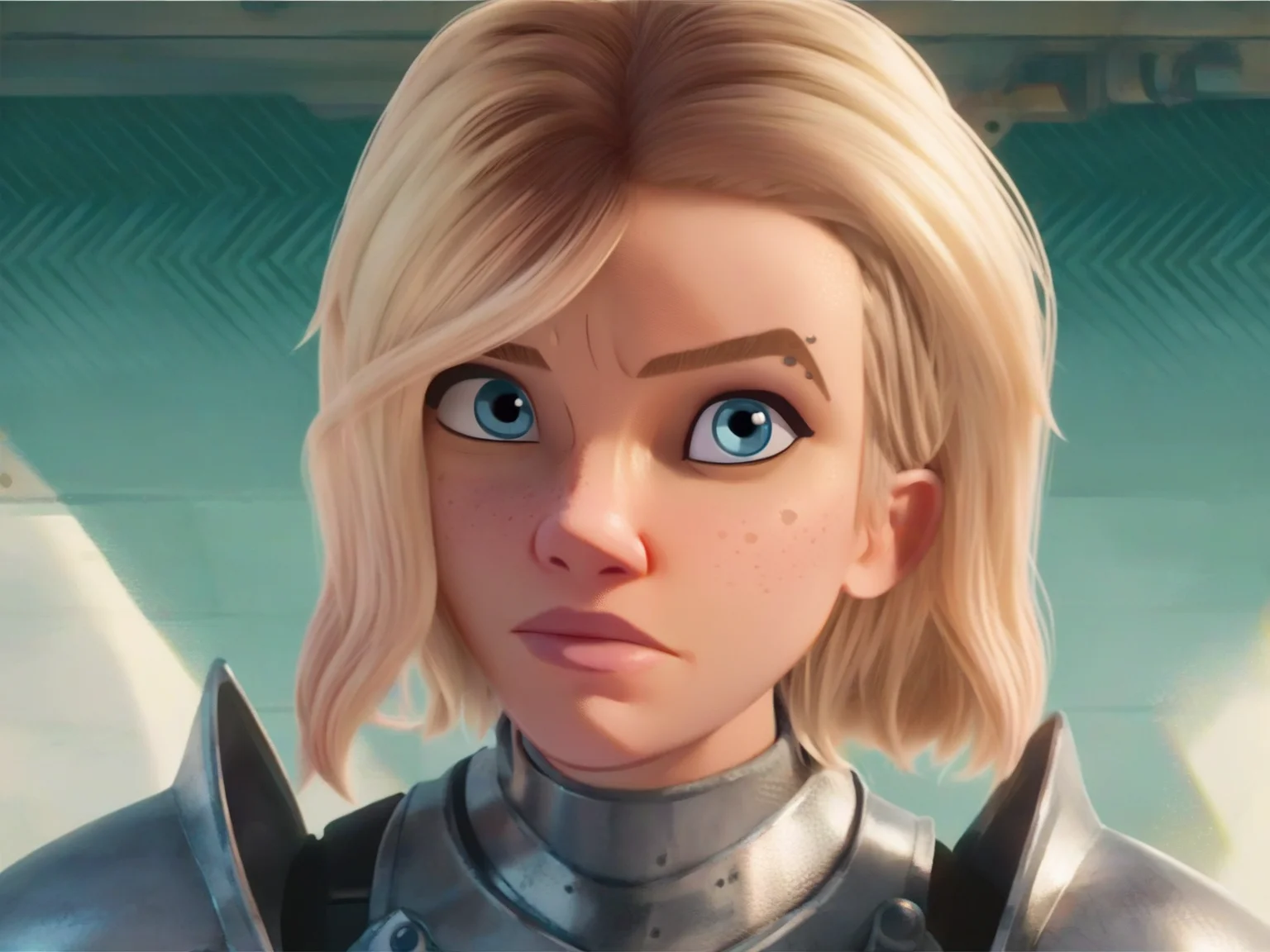 <lora:Gwen_StacyV2:0.8>, g_s, 1girl, blonde, blue eyes, steel armor, score_9, score_8_up, score_7_up,