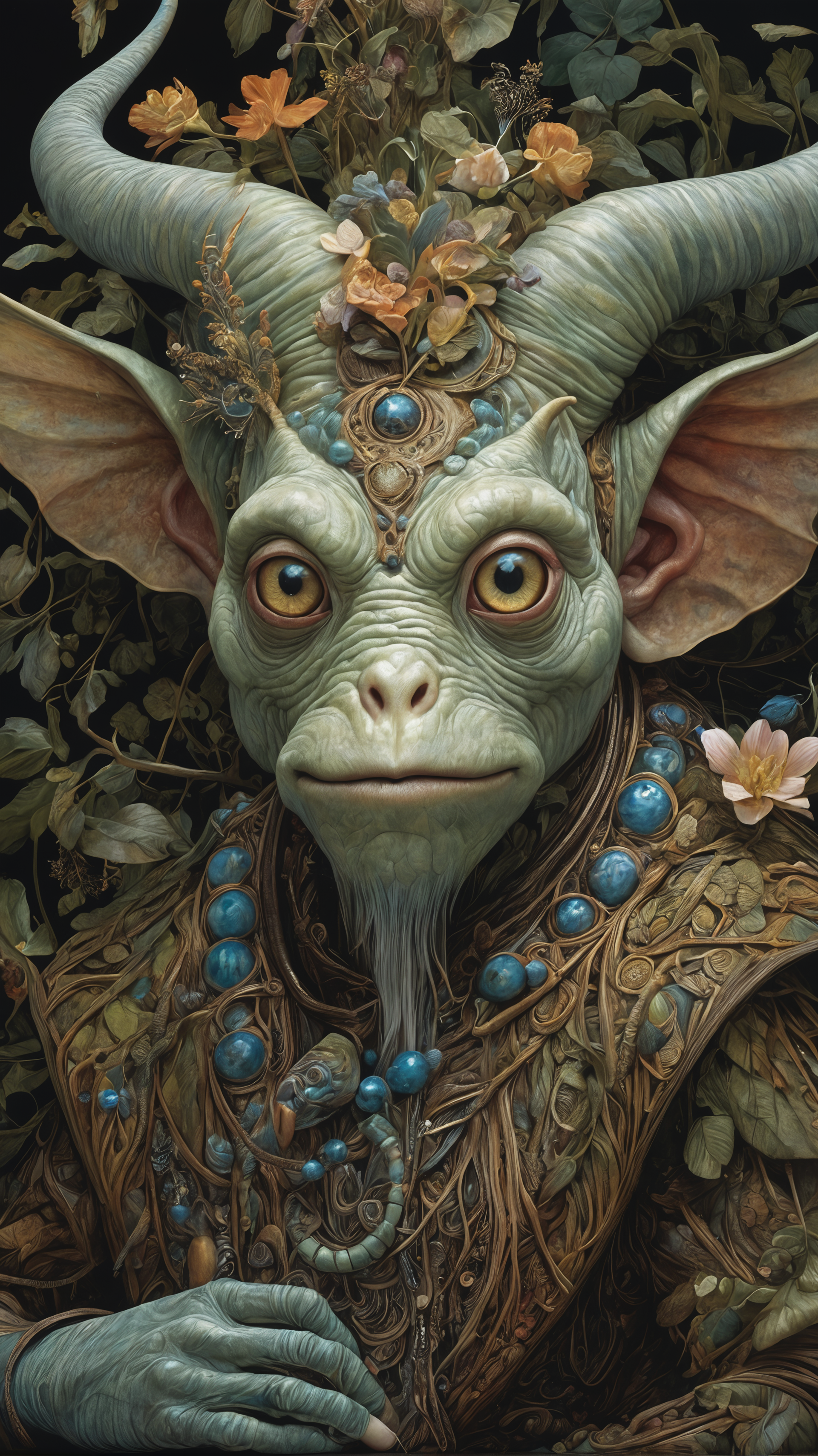 photography in the style of detailed hyper realism, creature, fantasy, James Christensen, bold lines, hyper detailed