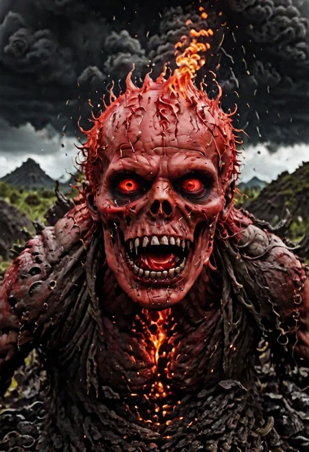 red DEVIL SPAWN, surrounded by lava