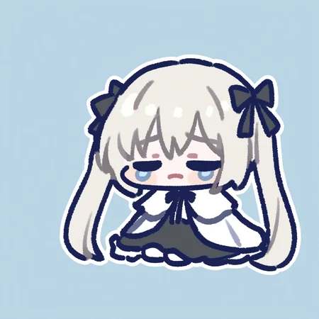 Kasugano Sora,<lora:miratsu_noob:1>,chibi,sad,