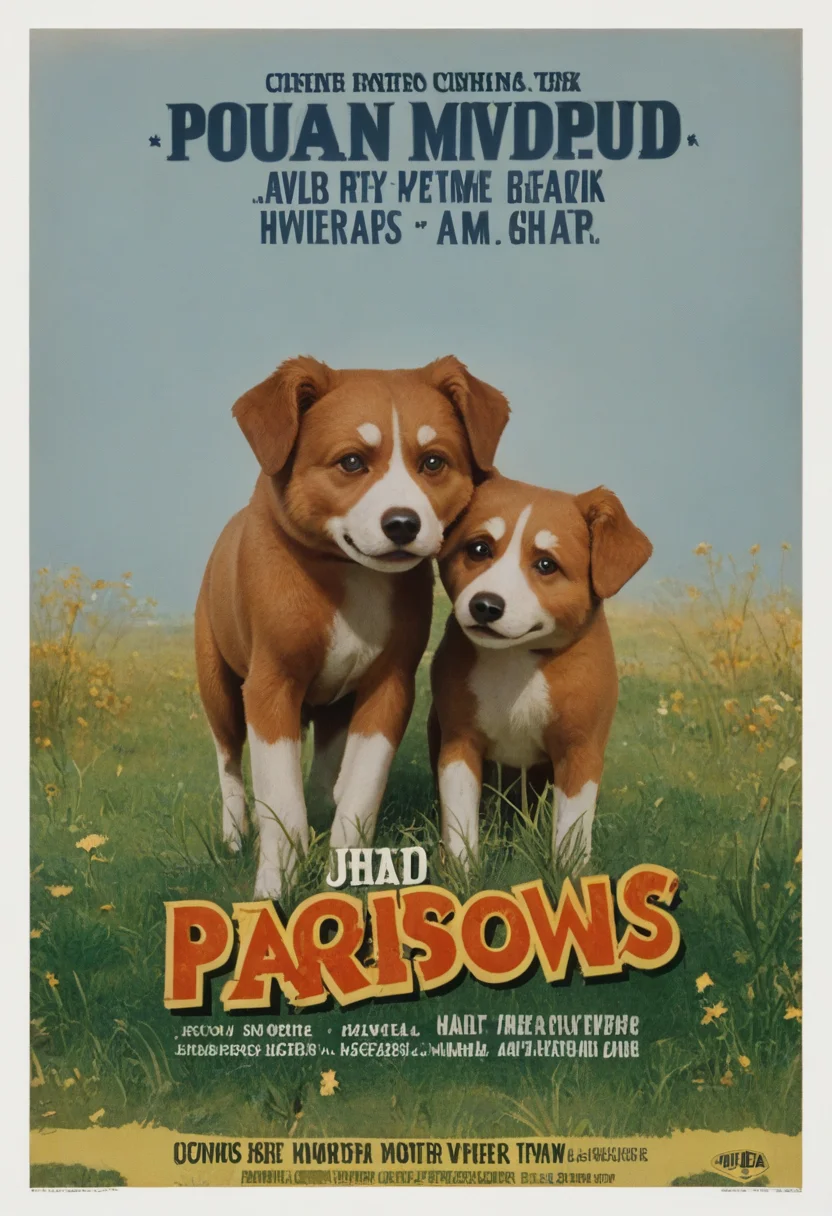 score_9, score_8_up, score_7_up, BREAK
two puppies in the grass,
retro_movie_poster, <lora:retro_movie_poster_pony:1>