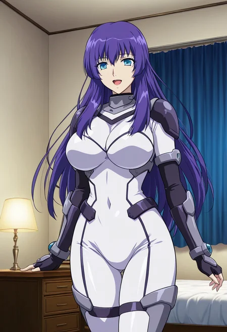 score_9,score_8_up,score_7_up,source_anime,5_figner,2d_animation,BREKE,1girl,solo
Shion Doll-007,
long hair,blue eyes,blue hair,purple hair,
white bodysuit,skin tight,
cowboy shot,smile,open mouth,
bed,private room,curtain,desk,Night,
masterpiece,best qualit,ultra-detailed,illustration,an extremely delicate and beautiful,beautiful detailed eyes,unity 8k wallpaper,high resolution,anime CG,official_art,