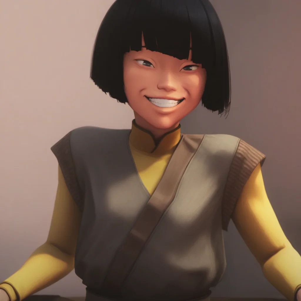 Kairi-Imahara, Main outfit, 1girl, solo, short hair, smile, bob cut, grin, black hair, bangs, blunt bangs, masterpiece, best quality