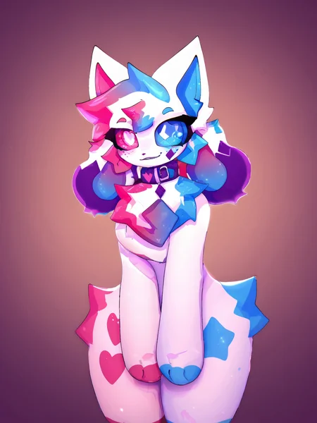 <lora:ArzyParzy-STYLE:0.8> arzyparzy <lora:crystal_sprinkles-PONY:1> crystalsprinkles, female, collar, standing, looking at viewer, score_9, score_8_up