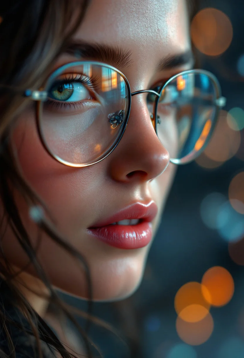 hyperrealistic digital painting by Jeremiah Ketner and Charlie Bowater and Stanley Artgerm and Thomas Saliot and J. Scott Campbell, shallow depth of field, bokeh, incredibly detailed, real, lifelike face, realistic anime, glasses