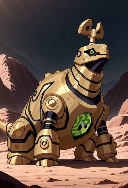 masterpiece, best quality, amazing quality, very aesthetic, absurdres, newest,
clockwork, robot, solo, no humans,
sitting on dinosaur, triceratops, riding triceratops, sitting on triceratops, dinosaur age, jurassic age, t-rex in background, raised arms,