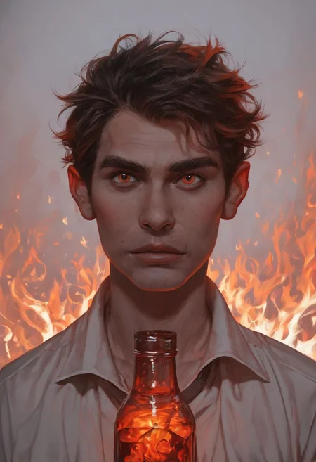 score_9, score_8_up, score_7_up, fire in a bottle, intense, realistic, photo, canon, dreamlike, art, burning red hot fire traped in a glass bottle, advertising for fire. hyperdetailed photorealism, high res sharp focus, contrast, intricate, detailed, cinematic concept, photography masterpiece,