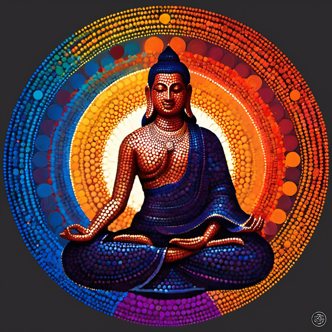 dotart, a yogi, colorful circle in background,<lora:Dor_Art:1>, intricate, elegant, highly detailed, digital painting, artstation, concept art, smooth, sharp focus, illustration, art by wlop, charlie bowater and alexandra fomina
