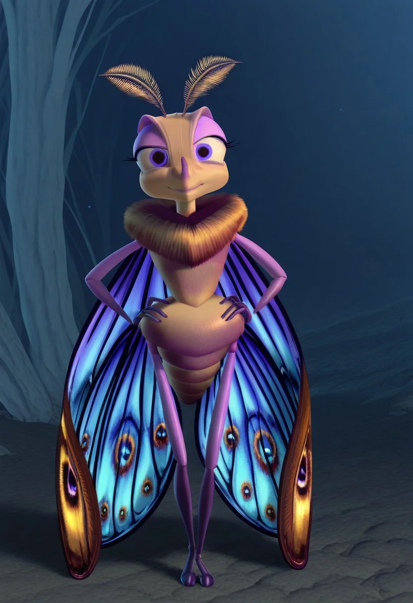 gypsymoth, solo, wings, looking at viewer, full body, hands on hips