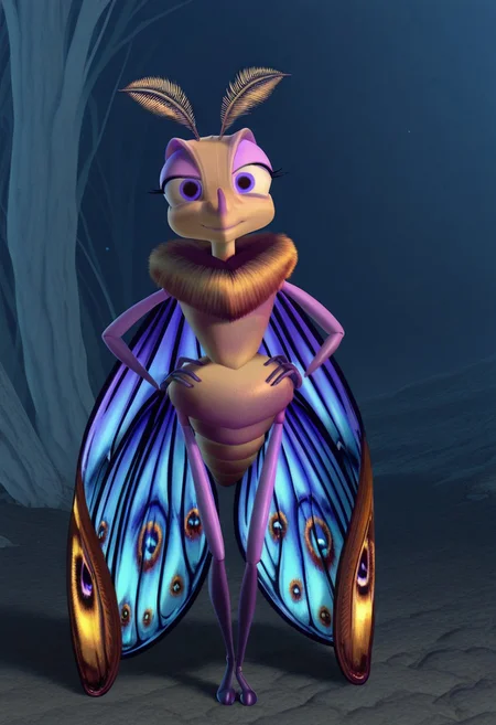 gypsymoth, solo, wings, looking at viewer, full body, hands on hips