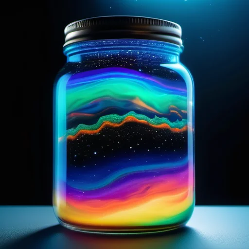 bioluminescent rainbow, ultra detail colorful nebula universes in a jar ral-lava:0.9:20 ultra realistic 8k cg, masterpiece, professional artwork, cinematic lighting,Contained Color