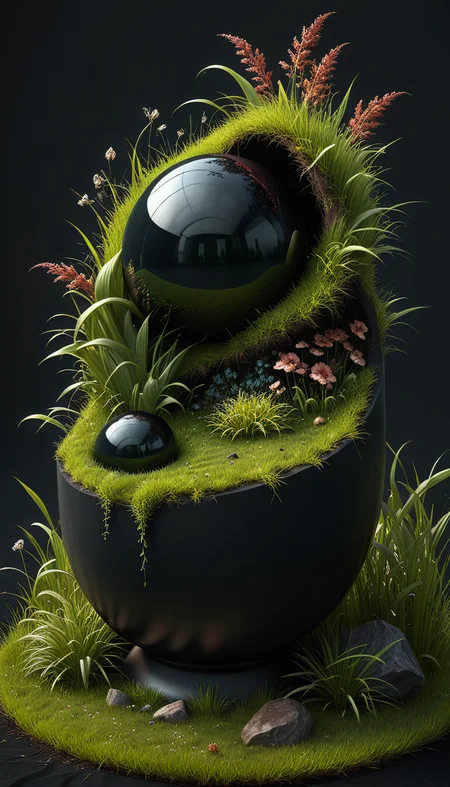photorealistic digital art, Surreal, Quantum nomads, Dark matter meadows of gravity-sculpting grasses, propped up, dark colors, <lora:XSfenlie:0.4> fenliexl, surrealism, <lora:zavy-cntrst-sdxl:0.6> dark, low-key, <lora:Isometric Cutaway:0.8> Isometric Cutaway page,