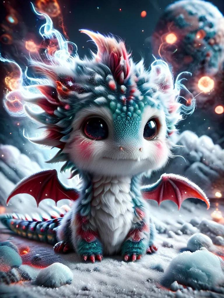 ral-smoldragons, a small christmas dragon made of a large amount ral-fluff sitting on a table <lora:ral-fluff:1> <lora:ral-smoldragons-sdxl:1>
