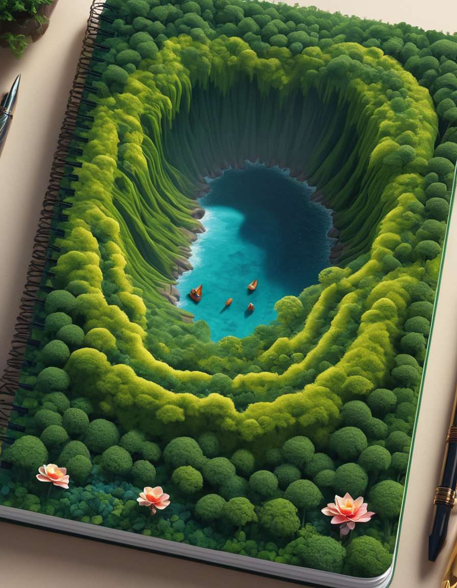 Abstract style (Digital Artwork:1.3) of (Sketch:1.3) <lora:Book_FFusion_32:0.6> 3d art of a forest in a notebook, 3 d epic illustrations, scenery art detailed, cute detailed artwork, stunning artwork, scenery artwork, detailed art, highly detailed illustration, highly detailed 3 d art, amazing artwork, amazing depth, over detailed art, high detailed painting, extremely detailed art, hyperrealistic landscape, high detailed art, highly detailed 4 k painting,CGSociety,ArtStation,(Abstract Art:1.3),(Surrealism Art:1.3),(Geometric Abstract Art:1.3) . Non-representational, colors and shapes, expression of feelings, imaginative, highly detailed