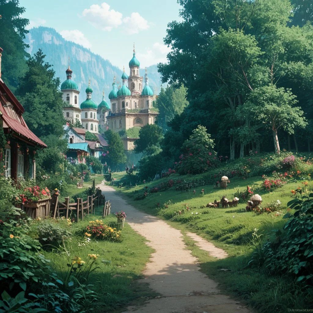score_9, score_8_up, score_7_up, scenery, village, nature, highly detailed, masterpiece, hyperrealistic,  <lora:Esenin2:1>