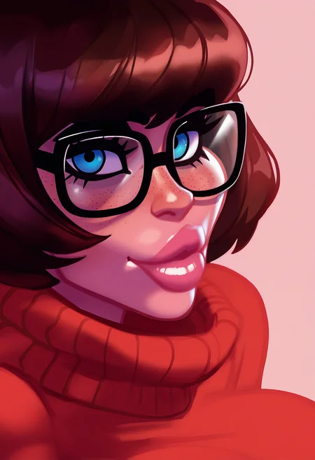 1girl, solo, velma dace dinkley, sweater, lips, glasses, looking at viewer, freckles, portrait, mature female, large breasts, freckles,
masterpiece, best quality, <lora:thepit-guy90-Illust-Lycorisv1:1>. tipeht