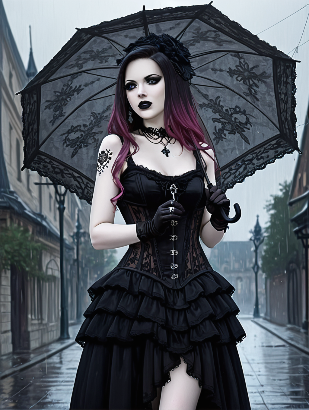 score_9, score_8_up, score_7_up, BREAK,
anime,

Victorian Gothic Romance, gothic, victorian, 1890 cloth, Gothic Romance 1890s, corset, solo, long hair, black hair, gloves, jewelry, purple hair, multicolored hair, Goth girl, teeth, necklace, blurry, tattoo, makeup, umbrella, ring, lipstick, pale skin, holding umbrella, realistic, black lips, outdoors, Gothic girl





  










  







  



  









  





  



  











  




  
















  



  




  


  




  




  










  







  



  









  





  



  











  




  
















  

