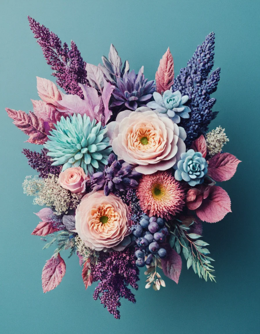 novuschroma style bouquet of flowers <lora:104_novuschroma_1:1>