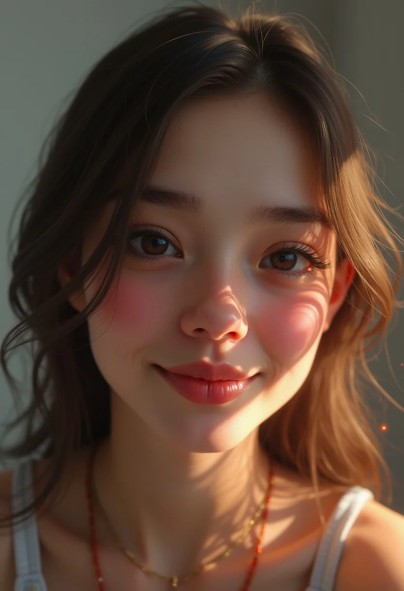 hyperrealistic digital painting by J. Scott Campbell and Thomas Saliot and Jeremiah Ketner and Lois van Baarle, shallow depth of field, bokeh, incredibly detailed, real, photshoot, smirk