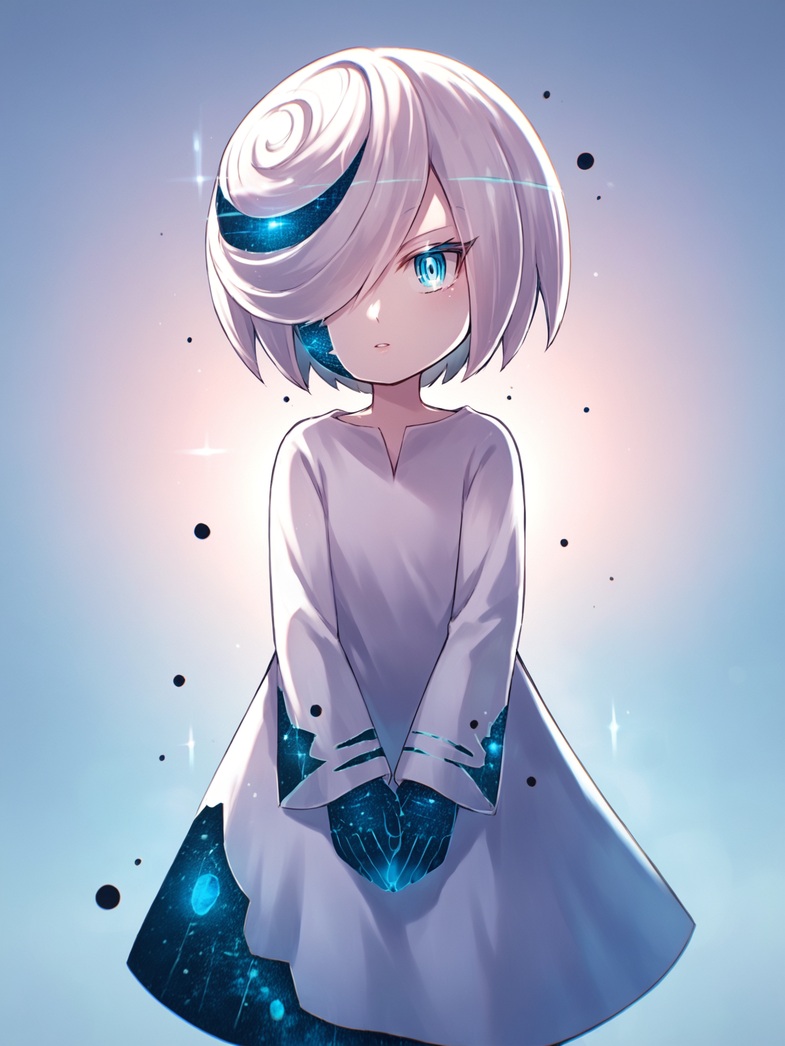 score_9, score_8_up, score_7_up, score_6_up, score_5_up, score_4_up, source_anime, <lora:Perfect Hands:1> Perfect Hands, <lora:PerfectEyesXL:1> perfecteyes, BREAK
1girl, solo, looking at viewer,  <lora:Sage:0.8> sage \(sonic\), short hair, hair over one eye, white hair, little girl, goodsage, blue eyes, white dress,