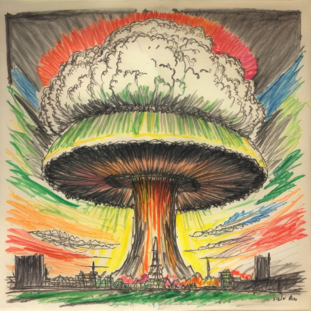 nuclear bomb mushroom cloud <lora:crayons_v1_sdxl:1>