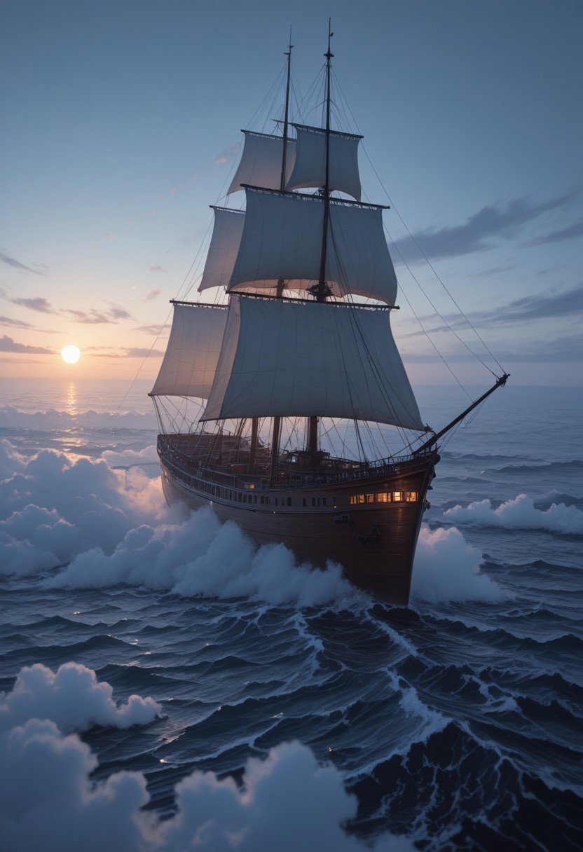 a flying giant sailing ship sailing across a vast ocean of clouds, 
volumetric light, bokeh, vivid colors, 
high detail, (blurred background), dramatic lighting,  Expressiveh, <lora:Expressive_H-000001:1>,
View from the side,
wide shot, white background, abstract background, intricate details,
8K, depth of field, best quality, detail eyes, perfect eyes, realistic eyes, <lora:MoriiMee_Gothic_Niji_Style_Illustrious_r1:0.6>,artist:moriimee,