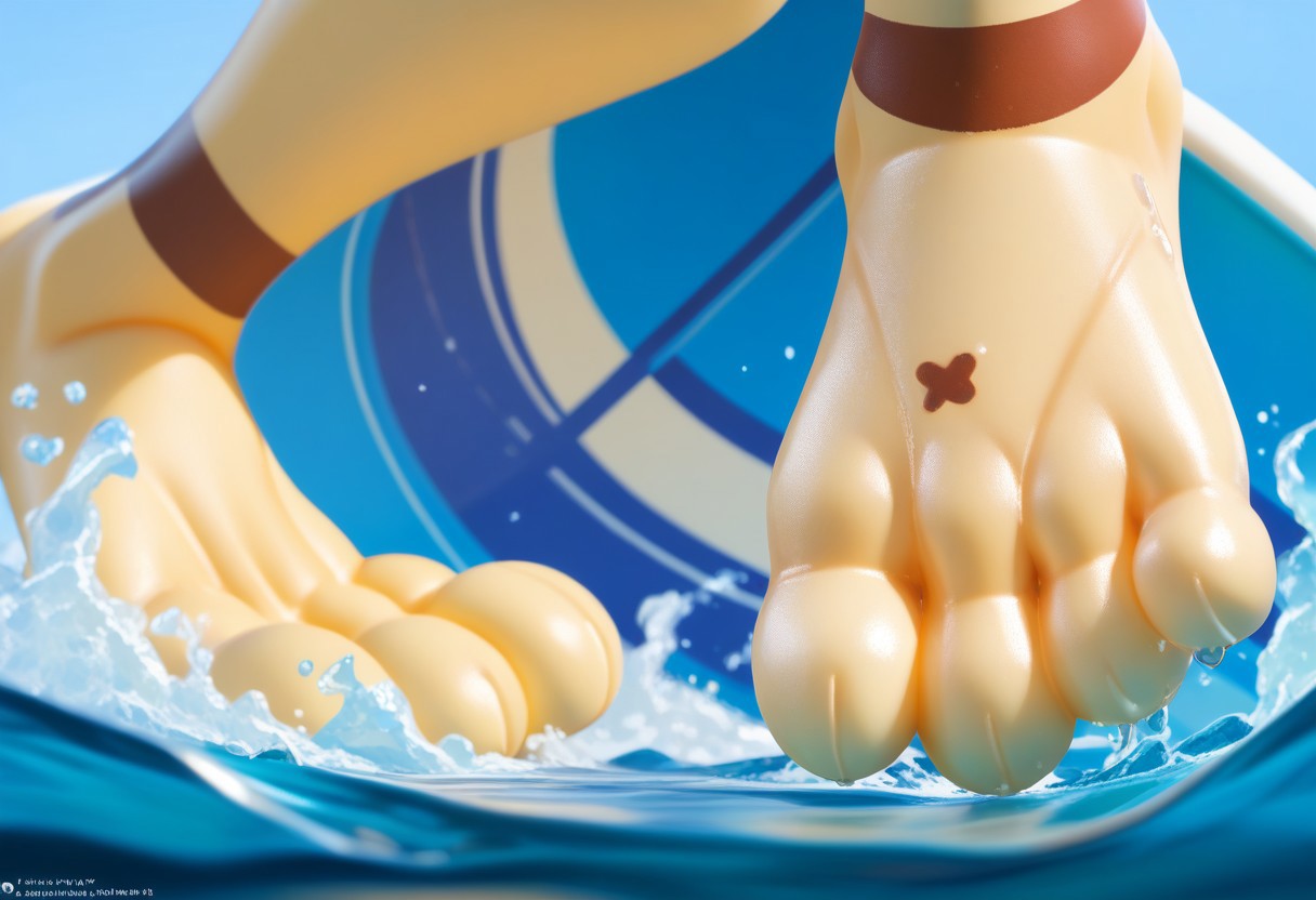 score_9, score_8_up, score_7_up, score_6_up, source_furry, dof, full-length portrait, <lora:POKEMON_SMEARGLE:1.2> smeargle, pokemon (creature), tan feet, 3 toes, foot focus, feet style, foot style, water, surfing, feet on surfboard, wet on feet, close-up