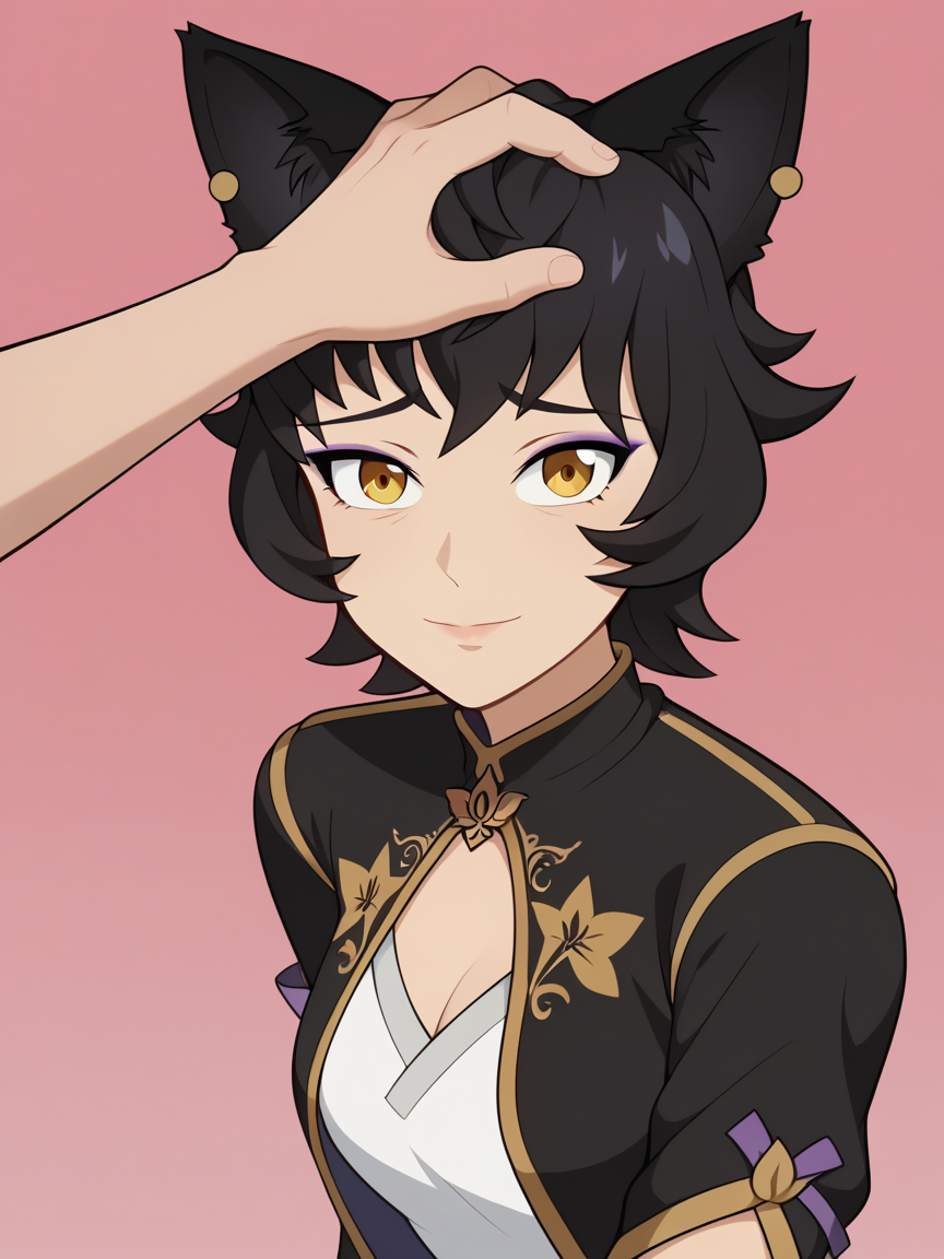 score_9, score_8_up, score_7_up, best quality, masterpiece, 4k, uncensored, perfect lighting, very aesthetic, anime BREAK,
mature female,
<lora:kali_belladonna-PD-1.0:1.0> kali belladonna, ((pov headpat)),
dusty rose pink background