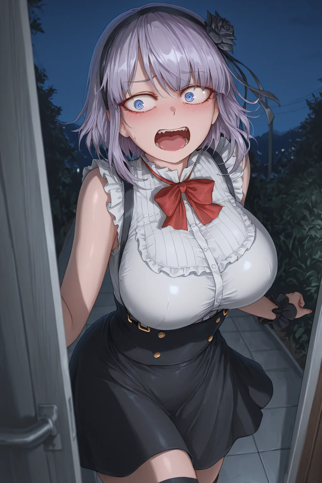 (masterpiece,best quality),<lora:Ahn1style-Illustrious-lora-Faxtron:1> y1o7an,dagashi_kashi, shidare hotaru, dagashi kashi,
<lora:TerrifiedV12IllustriousXL:1> terrified, night,