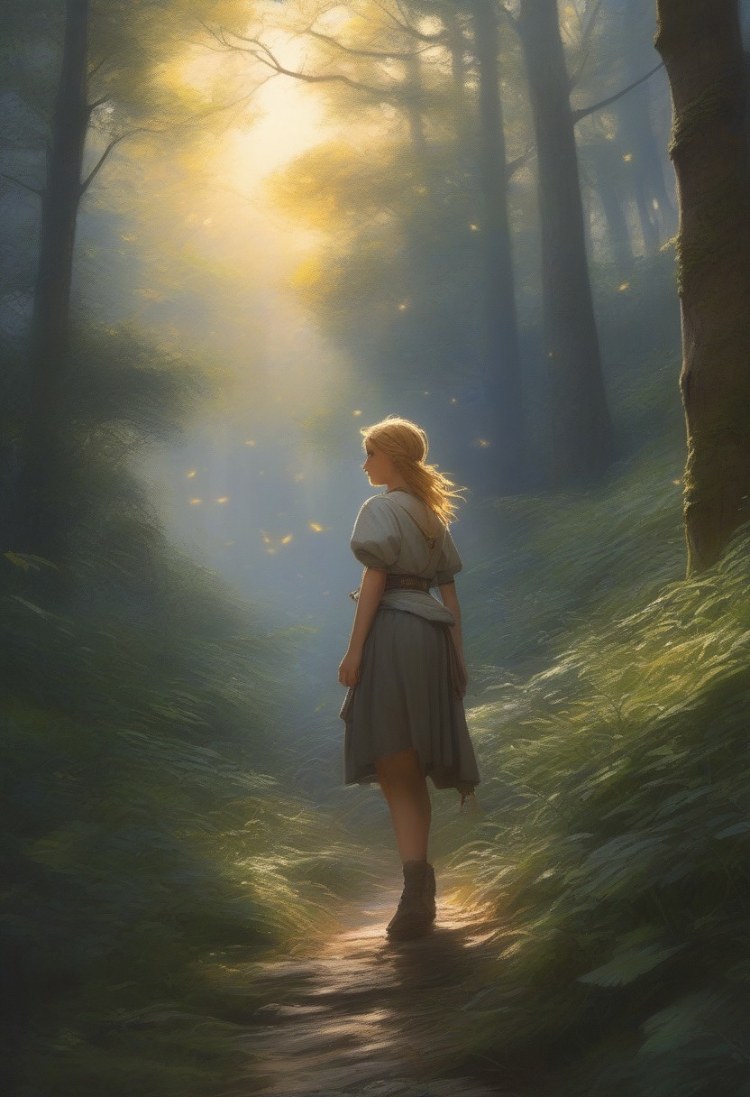 8K, HDR, RGB, Close-up, Hyperrealism, Oil Painting, Scene Detail, Stunning Looks, Super High Quality Detail, UHD, Top Angle,
a teenage girl, a fairy, rushes through the forest, wearing tattered clothes, navigating twisting dangers. The dim moonlight reveals a pale, trembling figure with blurry golden hair, hyperrealism, intricate detail, amazing craftsmanship, depth of field, sharp focus, dynamic action poses, creative poses, elegance,
Greg Rutkowski, Studio Ghibli Genshin Impact