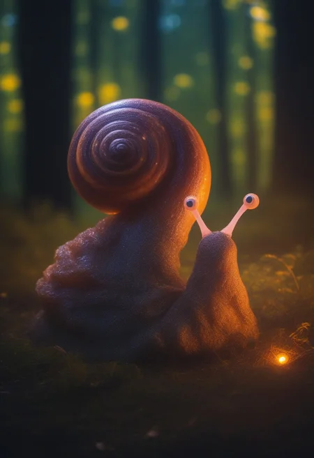(snail wizard googly eyes), eating candy, sharp teeth, Close up, blurry background.
glowing tress, forest
zavy-flrscnc, fluorescent, fluorescent spraypaint,