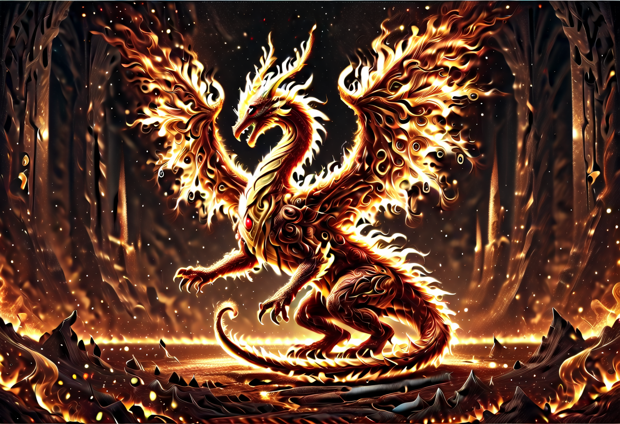Score_9, score_8_up, score_7_up, high quality, 4k, 8k, extremely detailed, flamestyle, dragon, in a dragon's lair, giant piles of treasure, jewels, gems  <lora:Flame_Style:0.8> <lora:p:0.7>