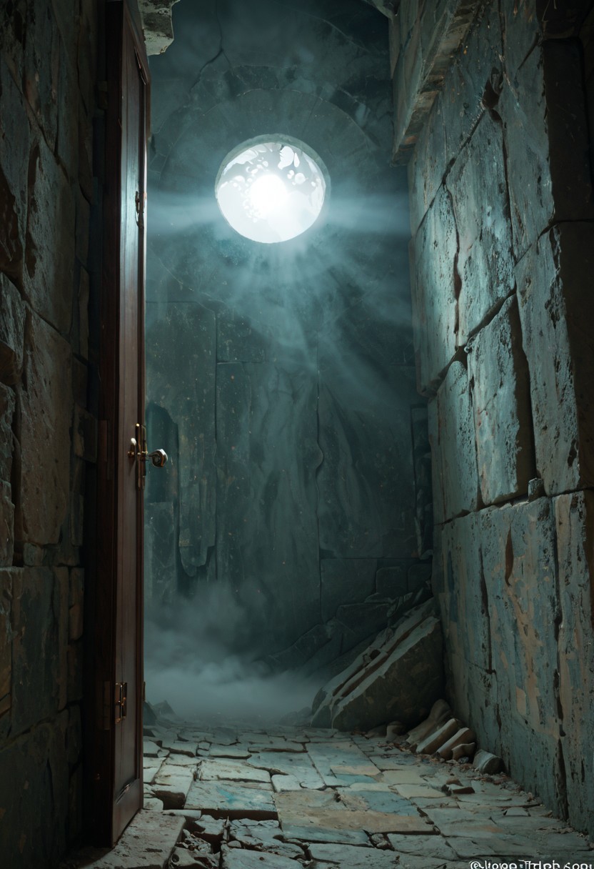 score_9, score_8_up, giant stone maze, cold fog, shifting walls, close up shot of a lost black cat, glowing eyes, ancient crumbling corridors, whispering wind, dark shadows, moonlit mist, hidden traps, ominous statues, vanishing doors, bone piles, breathing walls, echoing growls