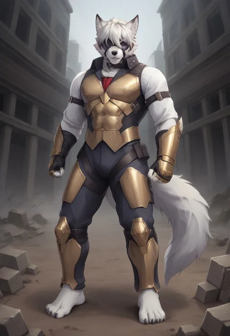 (((Barefoot furry character, full body, cinematic setting, furry male, plantigrade)))
(((Von Lycaon))) wears (((InfinityGauntlet))), marvel cinematic universe, (((using infinity gountlet))), (((using power of infinity stones))), style-swirlmagic, muscular white wolf, (((red and gold armor))), iron suit, metalic armor, goth accessories on outfit, nice feet paws with four toes and claws, feet towards the viewer, feet POV, dynamic pose, (((action pose))), (((modern city ruins in background))), smoke, fire
BREAK, intricate details, highly detailed, extreme detail, octane render, fine art, best quality, highres, (detailed face:1.5), ((full_body)), UHD, (((perfect hands))), low light, anime