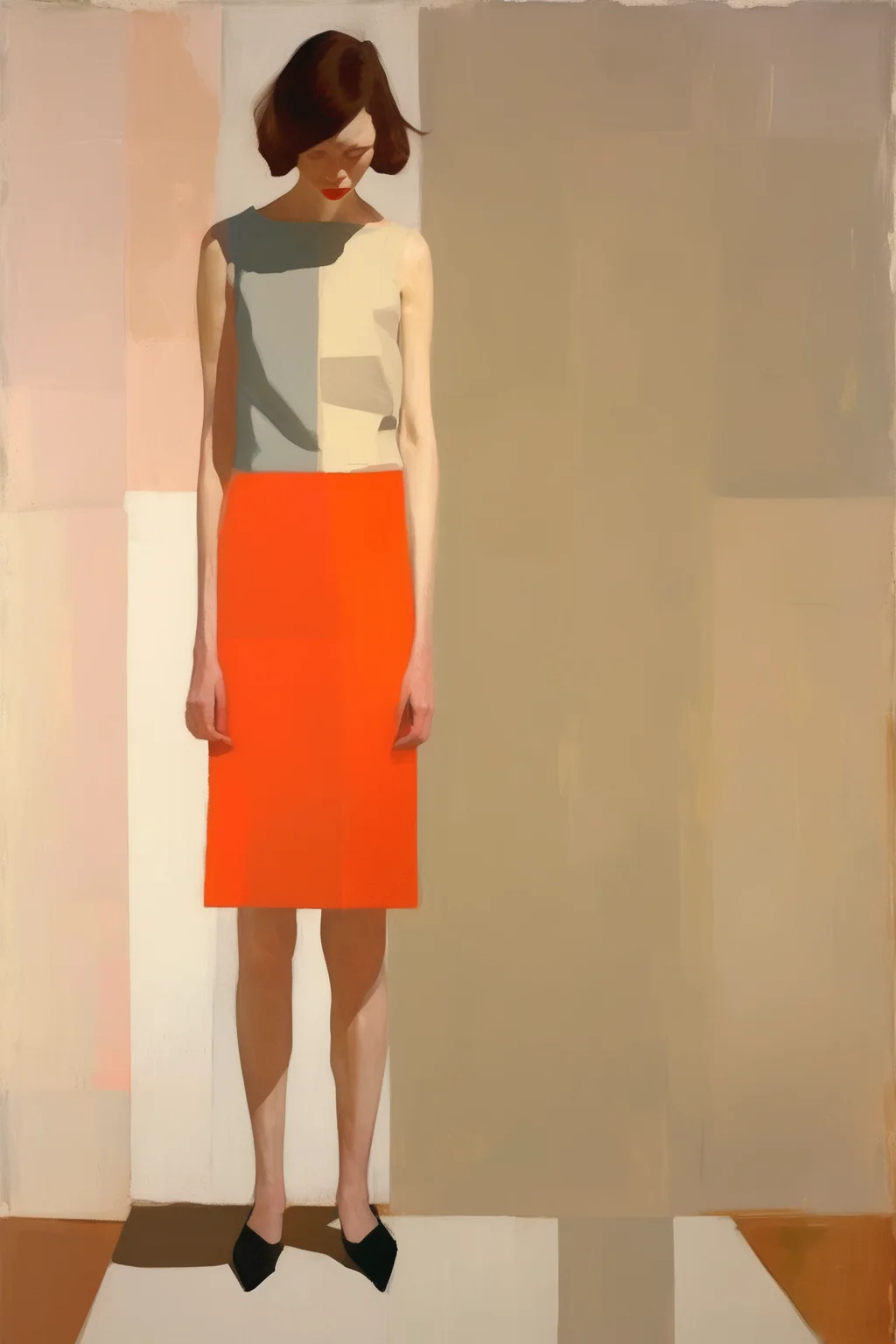 <lora:Euan Uglow Style:1>Euan Uglow Style - Enlarge the clothes part of this work to fill the screen Create a series of paintings according to the style of Euan Uglow