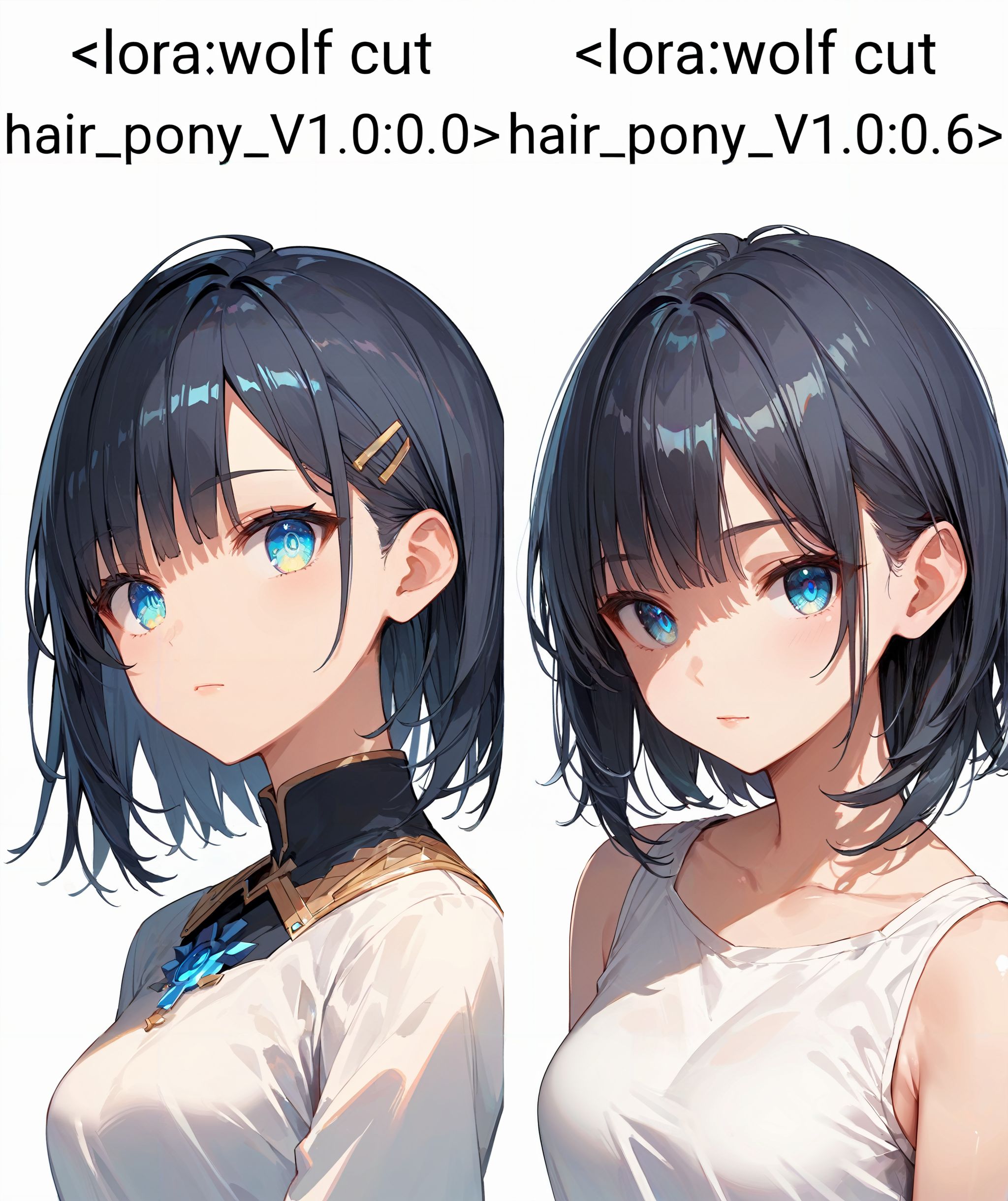 score_9, score_8_up, score_7_up,source_anime, high res image,masterpiece,best quality,girl,cute face,clear skin,shiny hair,ultra detailed eyes,simple background, <lora:wolf cut hair_pony_V1.0:0.0> wolf cut hair, medium hair,upperbody
