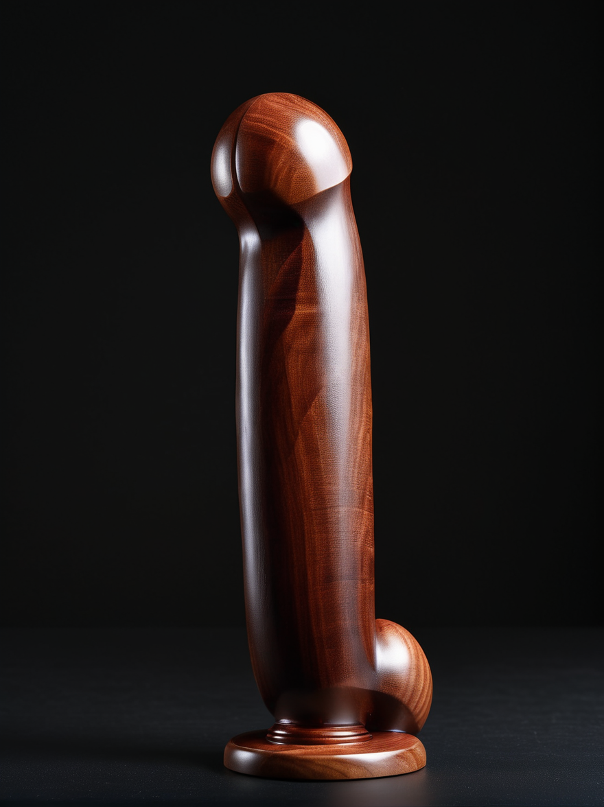 ((neutral black background)),photograph of a mahogany hardwood penis-dildo <lora:Penis-Dildo-XL-v1.1-000003:1>