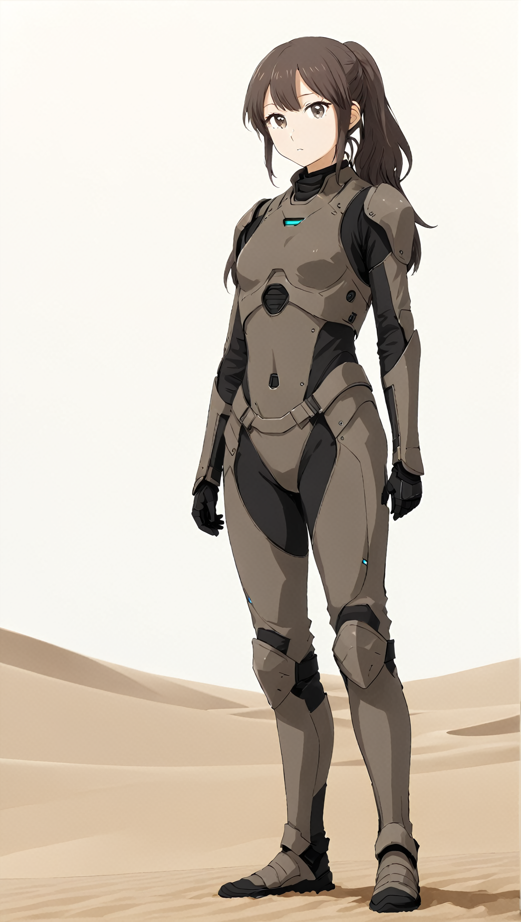 masterpiece,best quaity,
<lora:yunatoomi.sdxl.v3:0.75> 
yuna toomi
1girl,solo, brown hair, 
brown eyes,
standing,
full body,
simple background,
 <lora:Dune_Movie_Loha2:0.8> Dune, directed by Denis Villeneuve, cinematic, movie, futuristic, sci-fi,   Fremen, Armor, Stillsuit,
brown scarfm