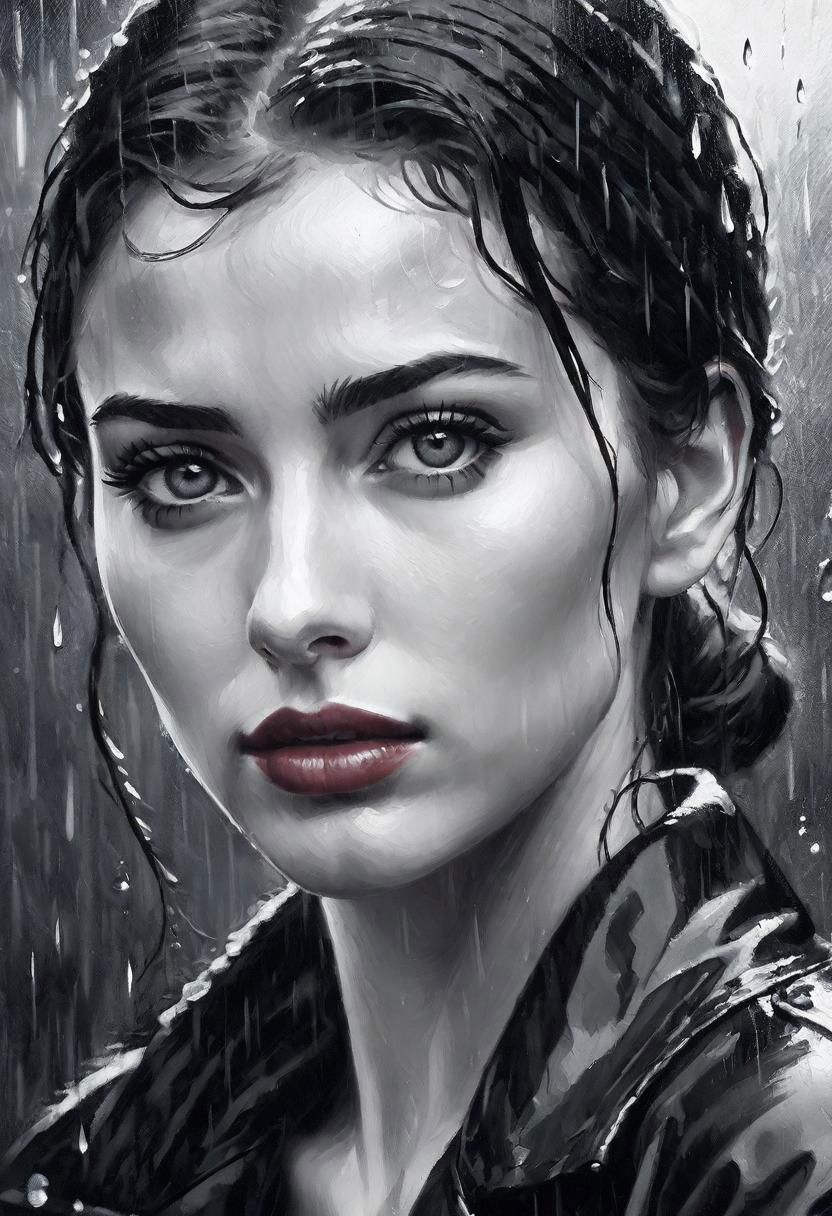 Close-up, portrait, oil paint, black and white photo of a woman in the rain, black and white photo, by Zlatyu Boyadzhiev, art photography, 8k sensual lighting, ultra-realistic digital painting, shy, very wet
style Jamie Wyeth, James Gillard, Edward Hopper, Greg Rutkowski Studio Ghibli Genshin Impact
