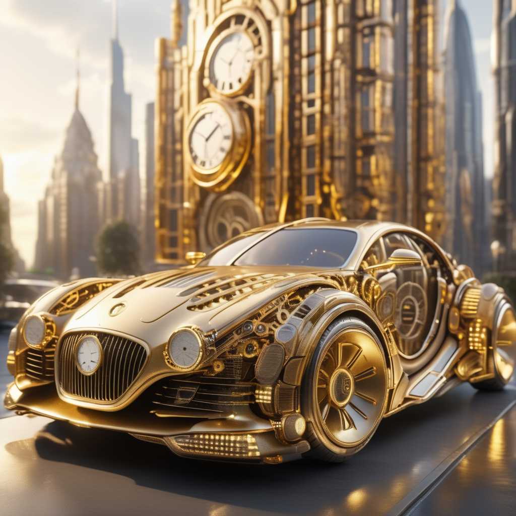 timeart golden time futuristic car in big city , very realistic, very detailed, cinematic, professional light<lora:timeart:1>