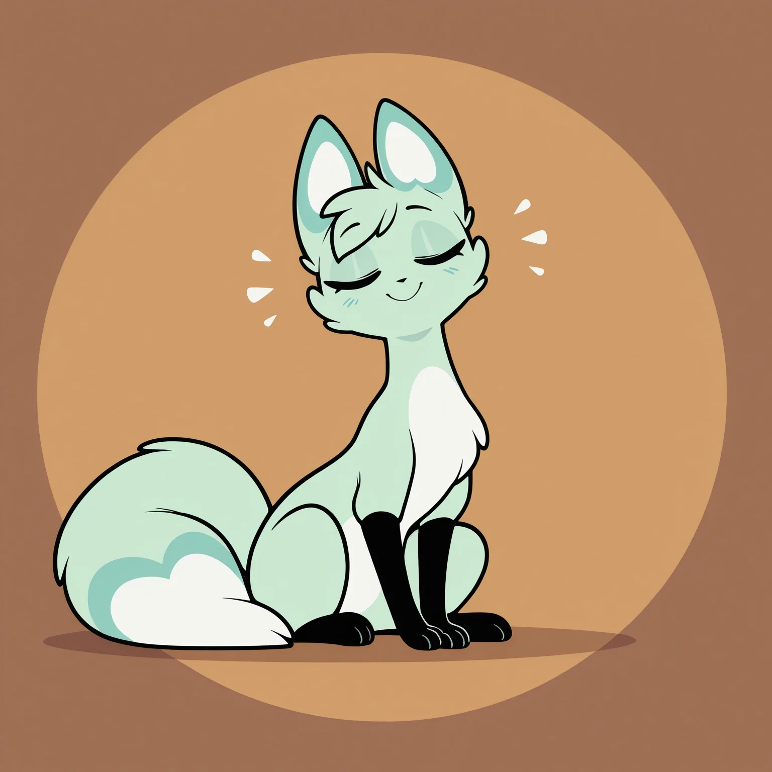 <lora:Slushi-Illustrious:0.8> slushi, female, solo, sitting, feral, eyes closed, smile, head up, full body, cute, proud of self, masterpiece, best quality, amazing quality