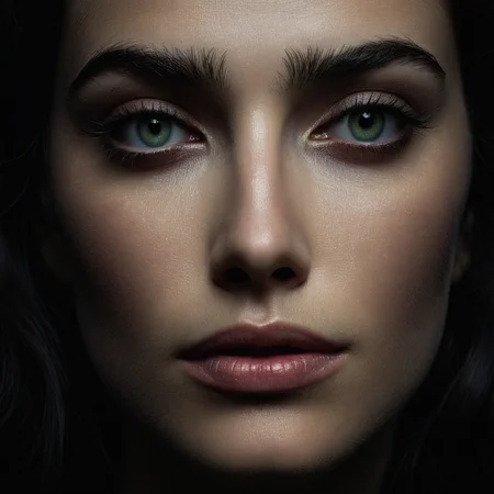 cinematic film still of  <lora:skin texture style v3:0.4>
 <lora:Chiaroscuro Lighting Style v3:1>
 <lora:cinematic color motion picture film style:0.2> cinematic color motion picture film style
Chiaroscuro Lighting Style of a woman with a dark hair and a black shirt, sharp, detailed, perfect, perfection, realism, cinematic exposure, cinematic color, cinematic contrast, dramatic style, cinematic style, dramatic shadow, partially covered in shadow, Chiaroscuro Lighting Style, 1girl, solo, black hair, green eyes, parted lips, tears, lips, profile, black background, portrait, realistic, dark, closed mouth, close-up, makeup
, shallow depth of field, vignette, highly detailed, high budget, bokeh, cinemascope, moody, epic, gorgeous, film grain, grainy