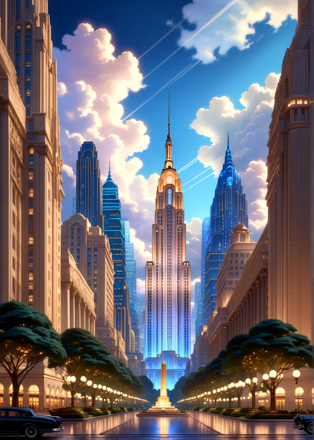 score_9, score_8_up, score_7_up,
<lora:Art_Deco_(Architecture)_(SDXL)_(AD):0.8> Art Deco, scenery, architecture, monumental architecture, building, city, cityscape,
8K, In'ei, chiaroscuro, rim lighting, perfect depth of field shot, beautiful, subsurface scattering, idealized city, wide beautiful boulevards, busy city center, parks and manicured lawn areas, large parks, plazas, detailed fluffy anime clouds, skyscrapers, made out of limestone, art deco windows, photographic realism, soft lighting, soft shading, art by Thomas Kinkade,
BREAK zPDXL, zPDXLxxx, <lora:wowifierXL:0.2> art by mooncryptowow <lora:sdxl_lightning_8step_lora:0.4> <lora:detailed_notrigger:0.5>