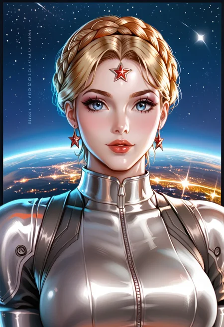 автор -- https://civitai.com/user/lllATATEJlb
Two Cyborg Business Ballerinas - characters of the computer game "Atomic Heart", sexy girls with visualization of all internal details, a smooth mirror plate instead of a face. A red five-pointed star on the forehead. Silver, mercury, chrome, shine, against the background of a futuristic city. Dangerous ruthless killers. Hyperdetailed, sharp, clear, HDR, high quality, HD, octane render, impressive, bright, Luxurious, wonderful, excellent, magical, mesmerizing, charming