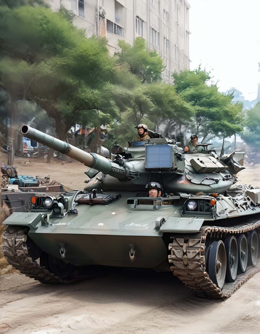 score_9, score_8_up, score_7_up, source_real,realistic, photorealistic, BREAK <lora:detailed_notrigger:1> <lora:zy_Detailed_Backgrounds_v1:1> extremely detailed, detailed background,
Type74MBT, ground vehicle, motor vehicle, tank, military vehicle, military, caterpillar tracks, multiple boys, sky, tree, day, outdoors, <lora:BDpony_Type74MBT_V1-13770:1>,