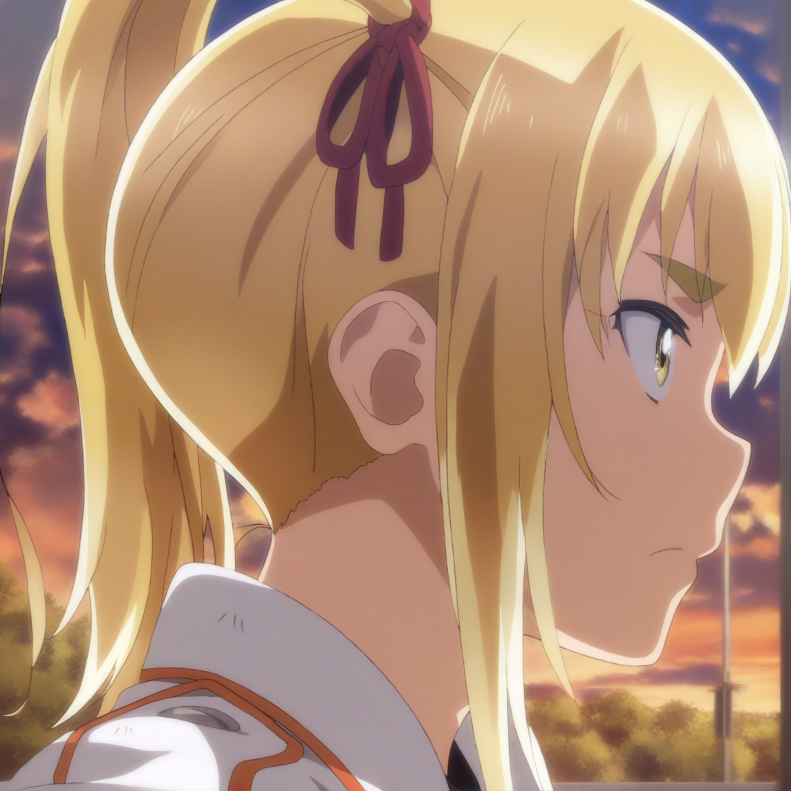 sharp focus, masterpiece, source_anime, (anime_screencap:1.2), absurd res, best quality, BREAK
<lora:Anzu_hinamatsuri_IL_v0.8:1>, anzu_il, 1girl, solo, blonde_hair, right_side_bang, hair_between_eyes, side_ponytail, yellow_eyes, hair_ribbon, white_jacket, long_jacket, black_shirt,, portrait