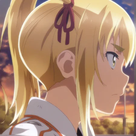 sharp focus, masterpiece, source_anime, (anime_screencap:1.2), absurd res, best quality, BREAK
<lora:Anzu_hinamatsuri_IL_v0.8:1>, anzu_il, 1girl, solo, blonde_hair, right_side_bang, hair_between_eyes, side_ponytail, yellow_eyes, hair_ribbon, white_jacket, long_jacket, black_shirt,, portrait