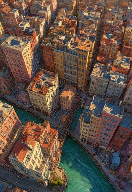 Pastel zbrush render of san francisco. vintage style design, with shadows loom, all interwoven to create a sense of rhythm and flow. Heather Theurer, The sky above ripples like water, great lighting, fenliexl, mixed media, surrealism, otclillsn, FRESHIDEAS Real Photography 2#