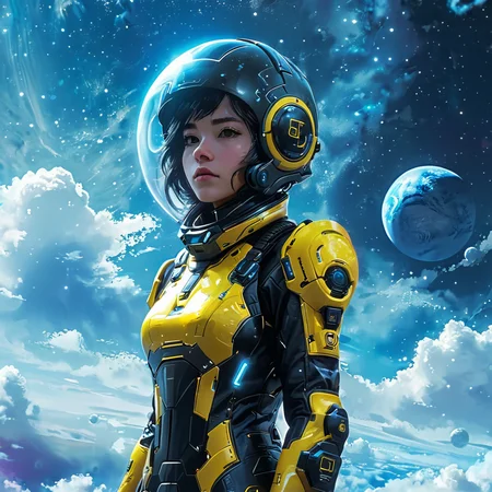 masterpiece,8k,high resolution,
<lora:space_backround-XL-7:0.4>,
<lora:Space_clothes-xl-8:0.6>,
space_backround,space_space,
1girl,solo,helmet,space suit,cyberpunk,female focus,portrait,planet, scenery, cloud, space, star (sky), sky,yellow theme