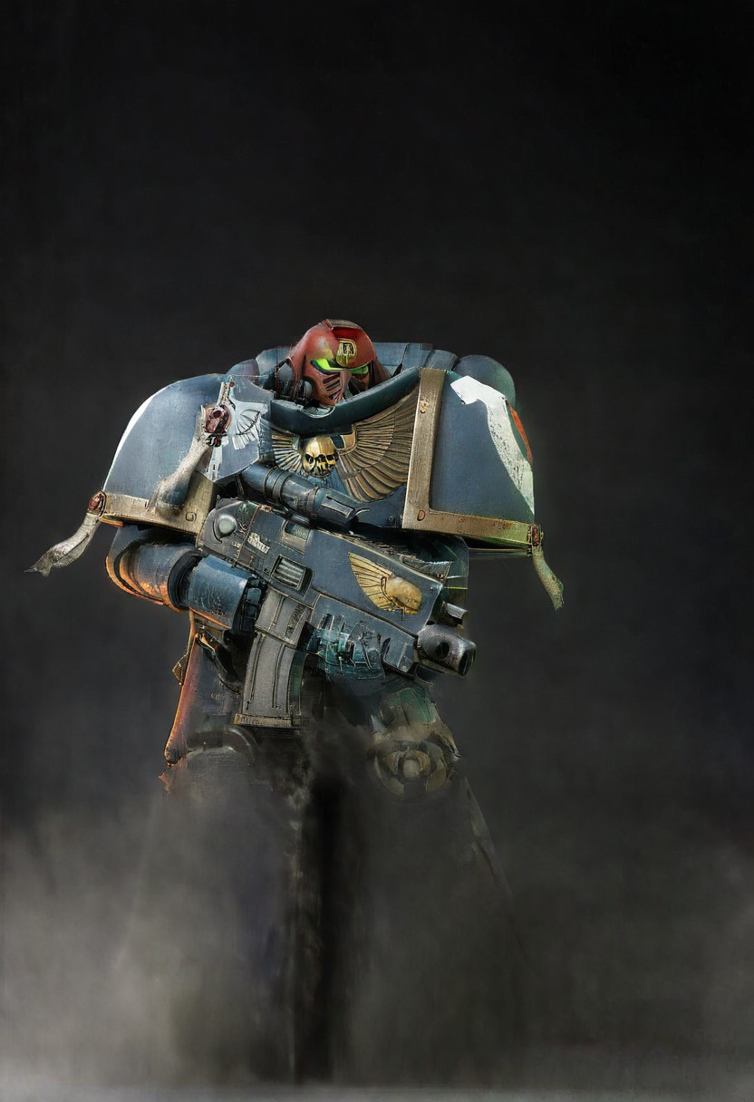 Absurdres, score_9_up, Source: Warhammer40K, Spacewolves Astartes chapter space marines wielding bolter guns, gray power armor with fur trim and astartes helmets, wolf motifs, (masterpiece), best quality, expressive eyes, perfect face, 1, space marine, Painstaking Attention To Details, 1990s \(style\), Vintage, Vintage comic book cover of White Dwarf Tabletop Adventures, project unreal engine, volumetric lighting, perfect anatomy, perfect hands, detailed_eye_model, black background, graffiti, blgstyle, ImperialF40k, <lora:PeopleCountSliderLoRAv1:2.0>, <lora:756af36b-d5fa-496f-b9a1-088c62f0c527:0.7>, <lora:6f3a2b85-aa03-4ab1-9f9a-e816ad4b1121:0.7>, <lora:cf26021c-0e88-4b06-9329-8702e6590716:0.7>, <lora:_raging_flames:0.7>, <lora:warhammerAdeptus_v1:0.7>, <lora:e6084b5e-a05d-475d-8afe-925ae03a434b:2.0>, <lora:b8dcc527-1d03-4fe2-ab9e-341ce407290f:0.7>, , , ,